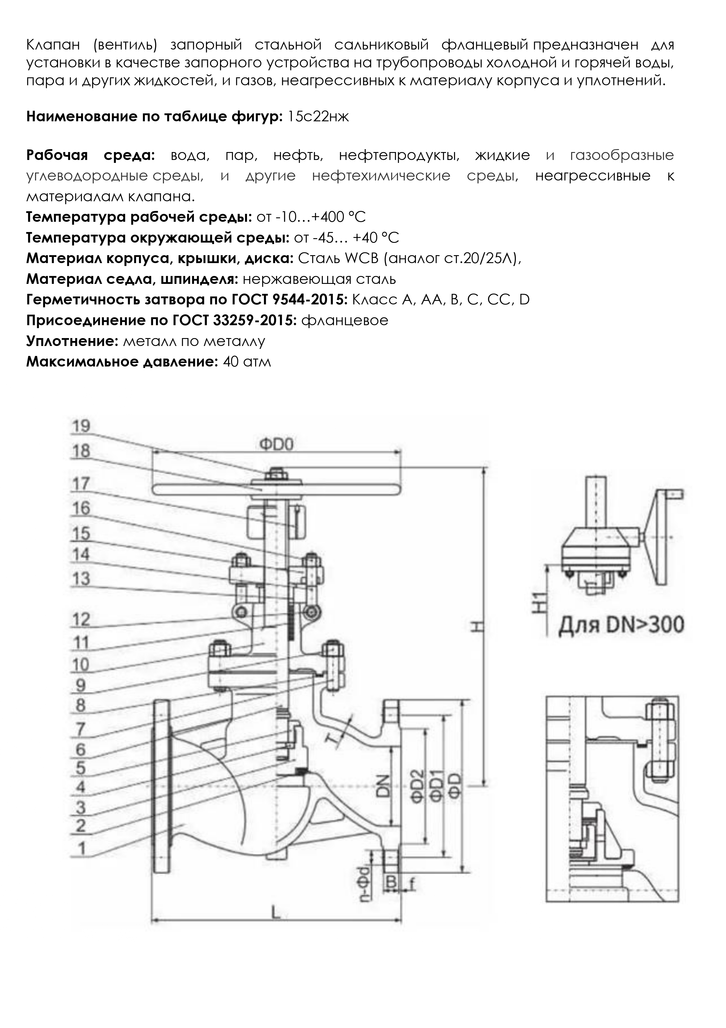 Клапан запорный РУ40